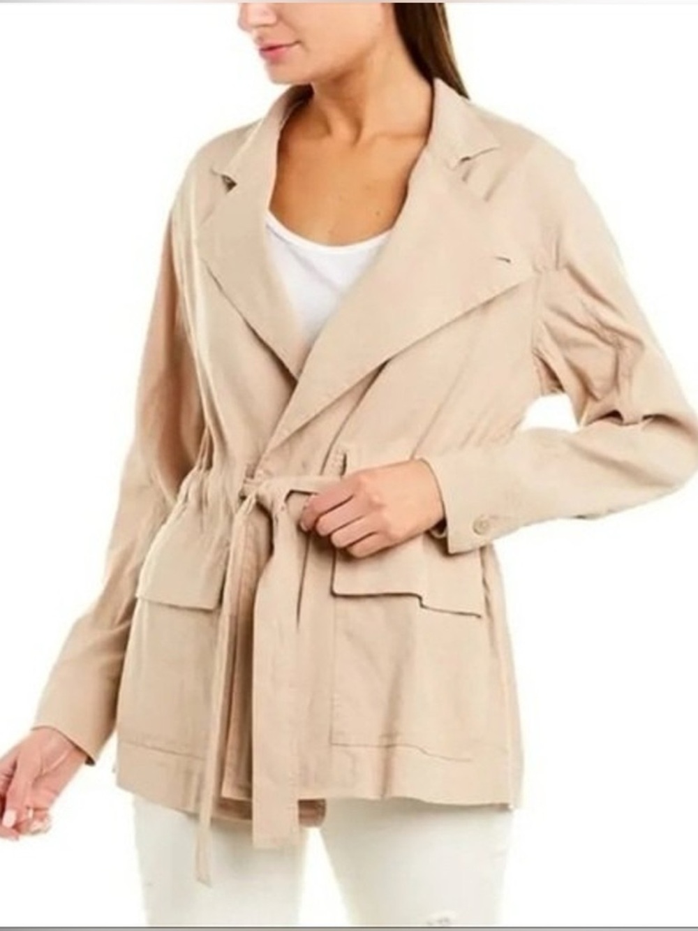 Vince Light Beige Tie-Waist Trench Coat